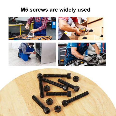 Heavy Duty M5 Hex Socket Cap Screws Bolts Nuts Kit 50 Pcs Set 50mm 60mm 70mm 80mm Fully Threaded 12.9 Grade in workshop use
