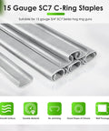 Top Shelf Galvanized Hog Rings 15 Gauge Three Quarter Inch Crown 1000 Piece Pack Heavy Duty Fasteners for staplers, smooth finish and durable material.