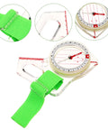 Thumb Type Directional Compass For Outdoor Navigation with green strap, Portable Hiking Tool, Durable Acrylic Pocket Compass for Camping