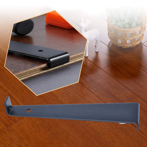 Heavy Duty Pull Bar For Laminate And Vinyl Plank Flooring Installation 12.2 Inch Long 4mm Thick Upgraded Tool shown on wood floor