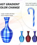 Silk Multicolor Rainbow PLA Filament Bundle For 3D Printing, 1.75mm showing color changing gradient vases and cane models