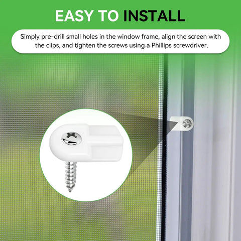 Slick Flush Mount Window Screen Clips With Flat Head Screws No Sweat Replacement Hardware For Storm Doors Super Tough White L5766 Design close-up on install.