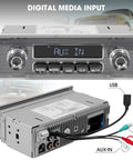Single Din Car Stereo With Bluetooth Five Three LCD Display AM FM Receiver USB And AUX In Preamp Subwoofer Output front view
