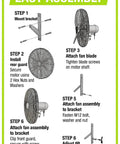 Easy assembly guide for Beefy 24 Inch Outdoor Wall Mount Fan With 6800 CFM Airflow 80 Degree Oscillation Water Resistant
