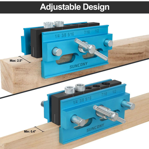 Doweling Jig Self Centering Kit With 6 Bushings For Precise Biscuit Joinery Adjustable Width Drilling Guide For Straight Holes Woodworking Dowel Jig Tool In Blue