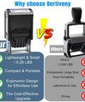 Heavy Duty Self Inking Date Stamp With Custom Message And Signature Replaceable Dual Color Ink Pad For Office Paperworks showing comparison with lightweight design.