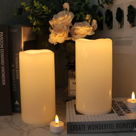 Flameless LED Pillar Candles With Hemp Rope And Remote Timer Real Wax Battery Operated Candles With 3D Flicker Wick Pack Of 3
