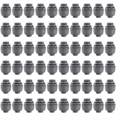Array of 3/4 inch straight connectors from Three Quarter Inch Liquid Tight PVC Conduit Fittings Kit With 200 Piece Straight And 180 Degree Flexible Conduit Connector Set For Home DIY Projects In Kitchen And Bathroom Tool Supplies UL Listed