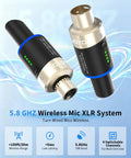Close-up of 5.8 GHz Wireless Mic XLR System with plug-on adapter for 4 Channel 5.8 GHz Wireless Microphone System With XLR Transmitter And Receiver.