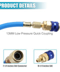 Oil and Dye Injector Kit for Car HVAC Systems with 13mm low pressure quick coupler and two SAE connectors