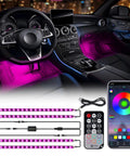RGB LED Car Interior Ambient Light Strips With Bluetooth And USB, Wireless Remote And App Control, installed in car