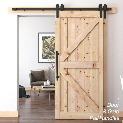 16 Inch Heavy Duty Metal Gate Handles Set In Matte Black Barn Door Pulls Outdoor 2 Pack for wooden barn door interior setup