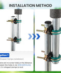 Installation method for Six Pack Curved Trampoline Replacement Poles Thick Galvanized Steel Upgrades with U-shaped clamps.