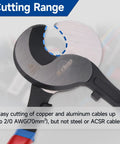 Pro Grade Heavy Duty Cable Cutter And 9 Inch Wire Snips cutting range for copper and aluminum up to 2/0 AWG.