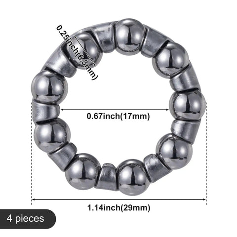 Four Pack One Quarter Inch Ball Bearings For Bicycle Crank Bearings Nine Balls Silver Bottom Bracket Bearings For Bike Axle Wheel Frame Repair Easy Install Fits Most Mountain Road Bikes shown in circular arrangement with measurements.