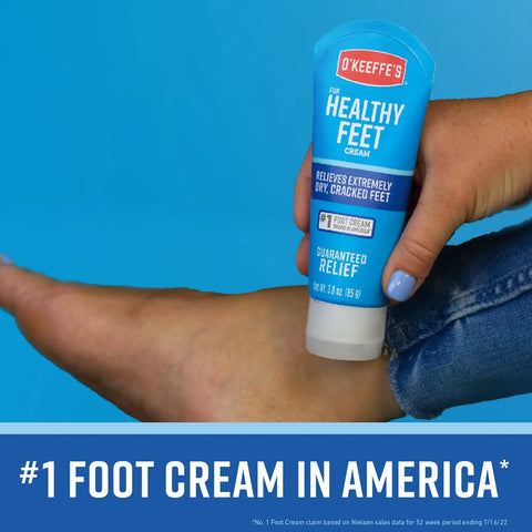 Man applying Healthy Feet Foot Cream on foot, part of the Working Hands Hand Cream And Healthy Feet Foot Cream Duo For Extremely Dry Cracked Hands And Feet, Travel Size 3 Oz Tubes, Deep Hydration And Skin Repair Kit