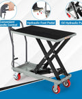 Heavy Duty Hydraulic Lift Table Cart With 500 Lbs Capacity And Badass Powder Coated Steel Frame for smooth hydraulic foot pedal operation.