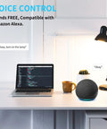 Smart Plug 4 Pack 15A Outlet With Timer Function And Zigbee Repeater ETL Certified Requires ZigBee Hub on desk with Echo Dot