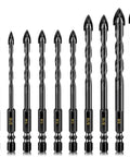 Amazon 10-piece masonry drill bit set with tungsten carbide tips for tile, brick, glass, plastic and wood.