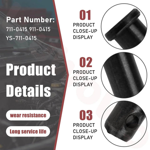 Close-up view of two pack 711-0415 clevis pin replacement for lawn tractors and yard machines, part number details visible.