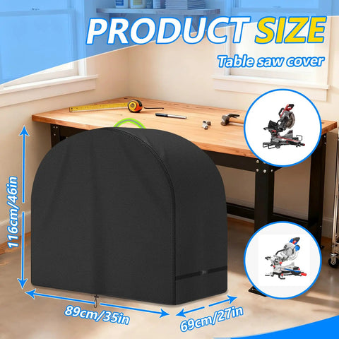 Built Tough All Weather Table Saw Cover for Diagonal and Miter Saws Heavy Duty 600D Waterproof UV Protective Shield, size 89x69x116 cm