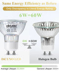 Energy Saving GU10 LED Light Bulbs 6W 60W Halogen Replacement 5000K Daylight White comparison with halogen bulb