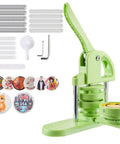 Easy Peasy DIY Button Maker Kit For Badges And Key Chains, 75mm Plastic Pin Press With 100 Button Parts, Green