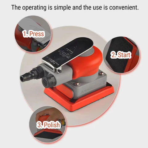 Heavy Duty Pneumatic Random Orbital Sander Paired With A Slick Air Powered Palm Polisher for convenient stone surface preparation.