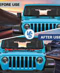 Heavy Duty Hi Lift Jack Mount for Jeep Wrangler Hood and Door Hinges Keeps Your Jack Off The Seats and Out Of The Cabin Fits 2007 to 2022 Wrangler JK JKU JL JLU Easy Front Or Rear Mount Steel Construction With Anti Corrosion Finish installed on hood of blue Jeep Wrangler