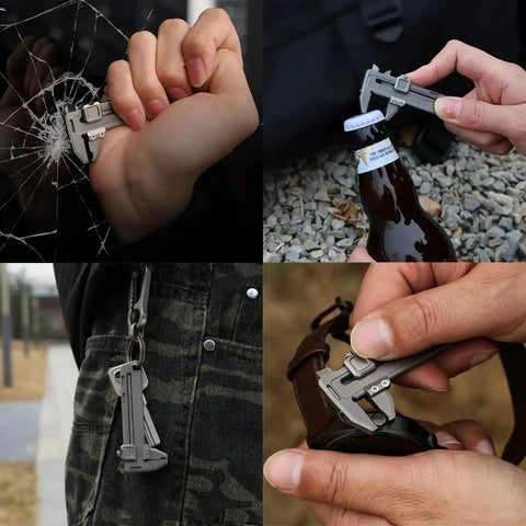 Pocket Vernier Caliper Ruler 0 to 50mm for precise outer inner diameter measurements zinc aluminum alloy multitool in use