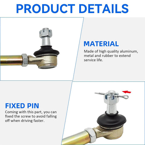 Tie Rod End Assembly For Raptor 350 YFM350 And Warrior 350 YFM350X ATV, aluminum and rubber, fixed pin