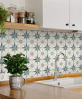 Talavera Tile Sticker Set 24 Pack Peel And Stick Wall Decals for kitchen backsplash with 4x4 inch star tile pattern