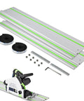Top Shelf Track Saw Guide Rail Kit With Smooth As Butter Glide And Ultra Tough Aluminum Profile For TS55 TS75, includes two 55" rails and anti-slip mats.