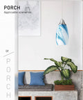 Handcrafted Glass Pendant Light Fixtures With Oval Art Shade And Adjustable Cord Hanging Light For Porch, Blue Marble Color