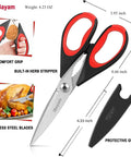 Heavy Duty Kitchen Scissors Set Eight And A Half Inch Two Pack Stainless Steel Shears For Meat Poultry Food Prep With Protective Sheath
