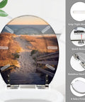 Fresh Coastal Thatched Roof Umbrella Decorative Resin Toilet Seat with smooth drop action, 14.5x18.5 inches, on toilet.