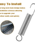 Rock Solid Heavy Duty Stainless Steel Recliner Springs For Long Neck Chairs 4 Pack showing long neck hook design for easy installation.