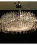 Luxury Led Ceiling Pendant Lights Home Living Dining Room Lighting Crystal Chandeliers Indoor Hanging Fixtures, for Kitchen Island close-up view of crystal design.