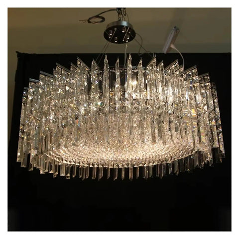Luxury Led Ceiling Pendant Lights Home Living Dining Room Lighting Crystal Chandeliers Indoor Hanging Fixtures, for Kitchen Island close-up view of crystal design.