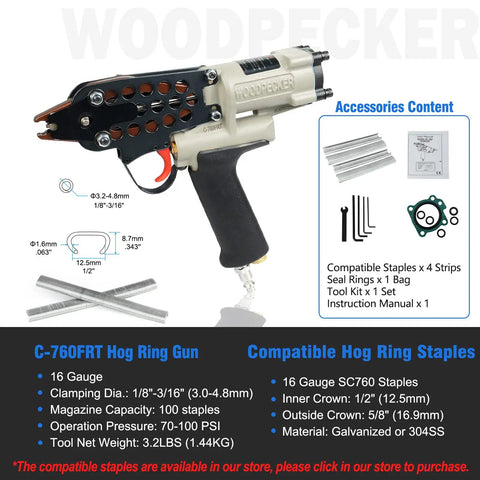 Pro Grade 16 Gauge Air Hog Ring Gun Heavy Duty Packer For Fencing Upholstery Easy Adjust Trigger Fast Locking System Built Like A Tank Smooth Pull Action Quick Reload Capability Zero Hassle Operation