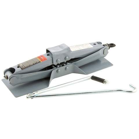 Heavy Duty Scissor Jack 3000 Lb Capacity With Extra Wide Base For Stability Lifts From 3.75 To 15.13 Inches Gray Finish with handle