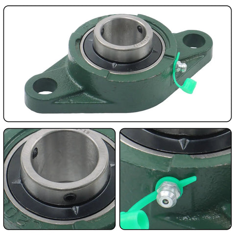 UCFL20619 Pillow Block Bearings Two Piece Set With One And Three Sixteenth Inch Bore Solid Cast Iron Base Self Aligning