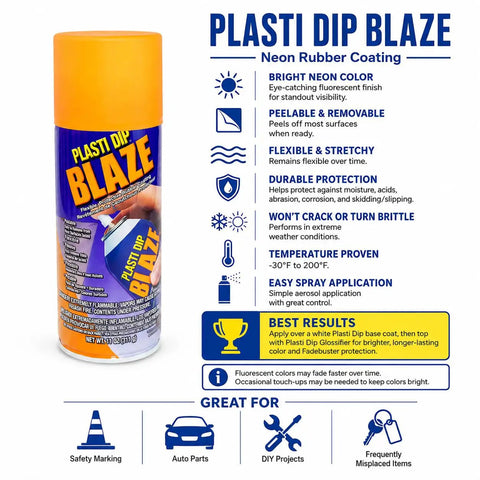 Blaze Orange 11 Oz Spray Peelable Rubber Coating With High Visibility Neon Finish For Safety Marking And DIY Projects can
