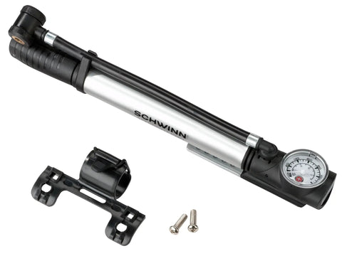 Portable Frame Pump With Dual Head For Schrader And Presta Pressure Gauge Frame Mount Attachment All Terrain Bike Pump For Mountain Cruiser And Electric Bikes On The Go Convenience Black