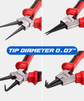 4 Piece Snap Ring Pliers Set For Internal And External Retaining Rings, 7 Inch Heavy Duty Circlip Pliers With Straight And Bent Jaws