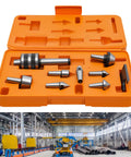 MT3 Morse Taper Live Center Set for high-speed lathes CNC, with 40CR steel, in orange case with industrial setting background.