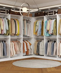 No Sweat Hella Spacious 8FT Modular Closet System Freestanding Walk-In Organizer With 12 Hanging Rods White Adjustable Storage Shelves in use.