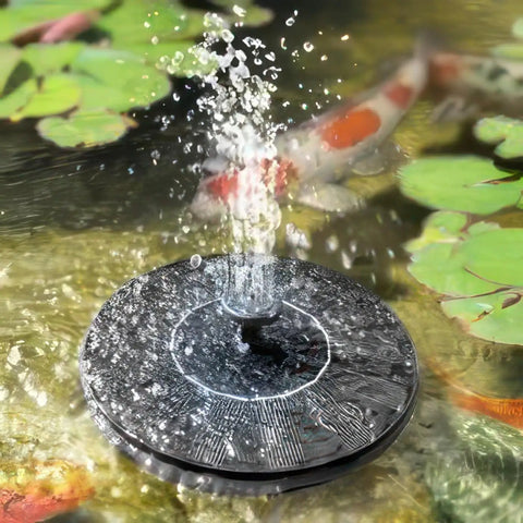 Solar Powered Bird Bath Fountain Pump Kit With 1.3W Panel Outdoor Submersible Water Pump in garden pond with koi fish