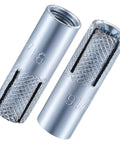 Premium Zinc Plated Drop In Anchors For Solid Concrete 5 16 Inch 18 Thread Knurled Steel Expansion Screws detail of dual anchor sides