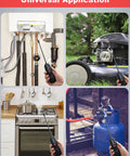 Four scenes showing Portable Gas Leak Detector And Sniffer For Methane, Natural Gas, Propane detecting leaks in various settings.